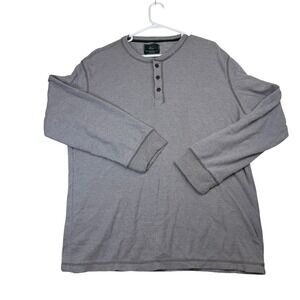 GH Bass Mens Gray Waffle Knit Long Sleeve Henley Shirt XL TG XG